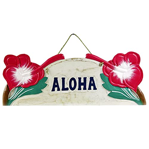 Hawaii Schild Welcome Aloha Tiki Bar weißes Türschild Wandschild Südsee Tiki Holzschild große Auswahl, Design:W8 von Oriental Galerie