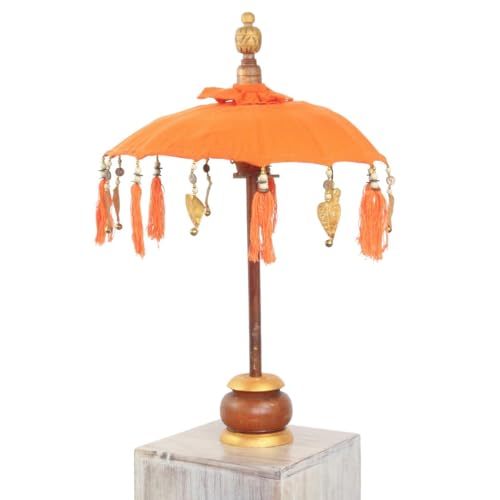Kleiner Tischschirm aus Bali Garten Schirm Dekoration Party Partyschirm Handarbeit Orient Dekoschirm ca. 40 cm Orange Gold von Oriental Galerie