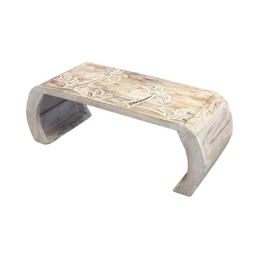 Oriental Galerie Beistelltisch Couchtisch Opiumtisch Brücke Blumentisch Laptoptisch Palmen 71cm breit Natur Weiß Mittel von Oriental Galerie