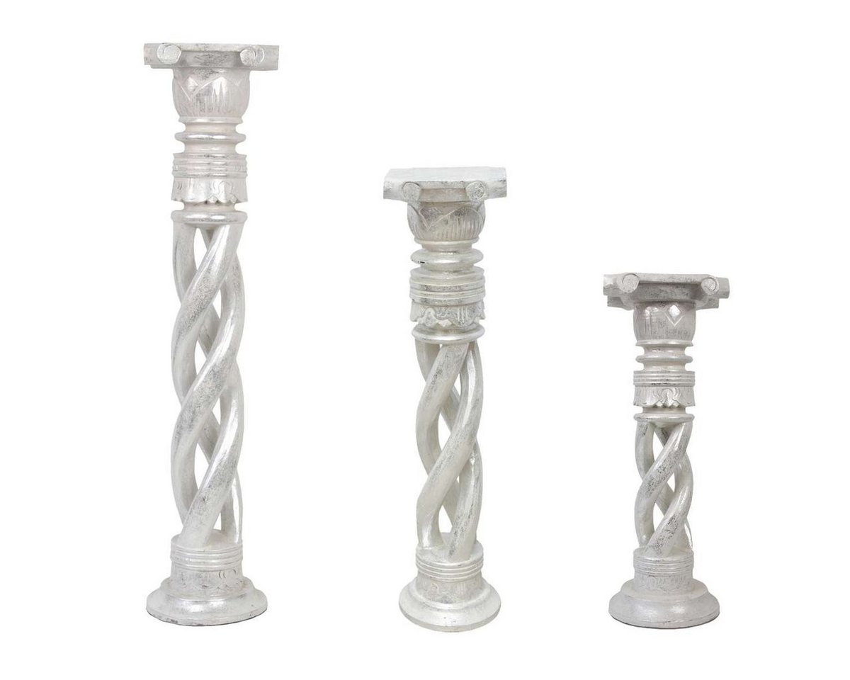 Oriental Galerie Blumenhocker Gedrehte Säule Antik Silber 80 cm mittel (1 St) von Oriental Galerie