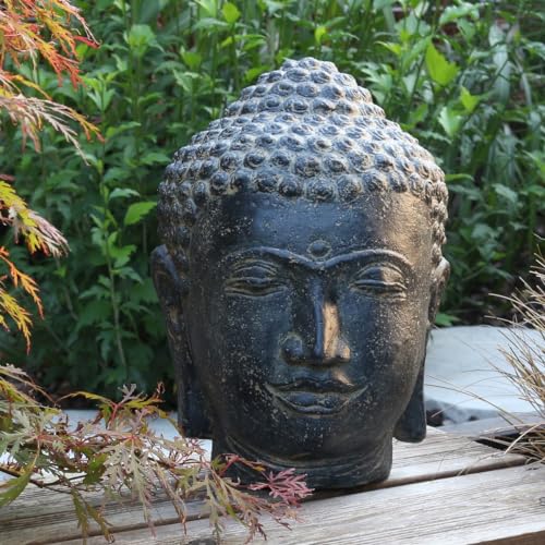 Oriental Galerie Buddha Kopf Head Steinfigur Skulptur Stein Lavasand Bali Garten Deko 33 cm von Oriental Galerie