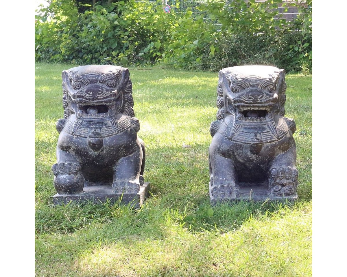 Oriental Galerie Dekofigur 2er Tempelwächter Set Links und Rechts Löwen 40 cm (1 St), groß Garten für außen frostsicher wetterfest von Oriental Galerie