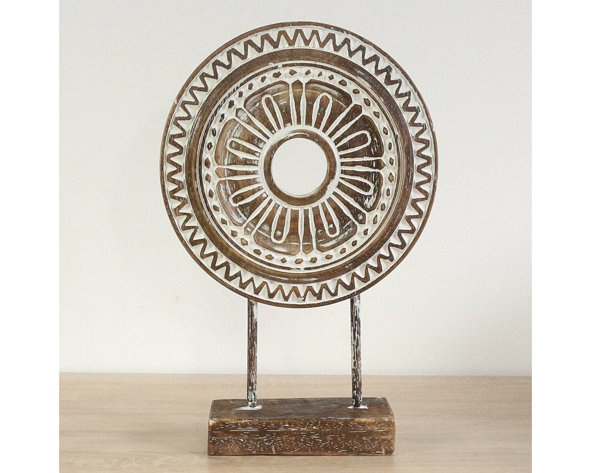 Oriental Galerie Dekofigur Braunes Mandala Symbol Skulptur auf Sockel mittel braun 37 cm (1 St) von Oriental Galerie