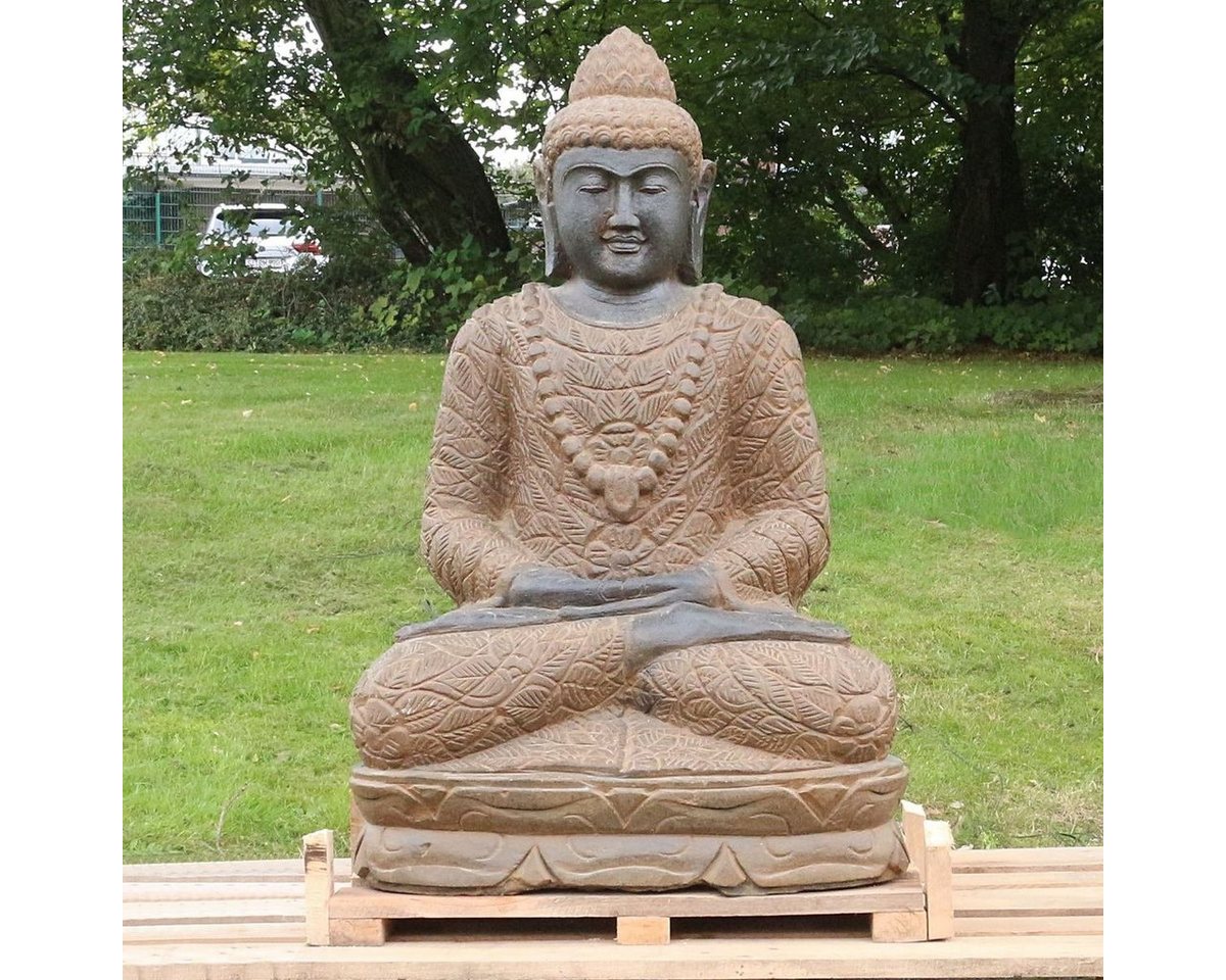 Oriental Galerie Dekofigur Buddha Figur Greenstone Antik Meditation 100 cm (1 St), Wetterfest, groß, Garten von Oriental Galerie