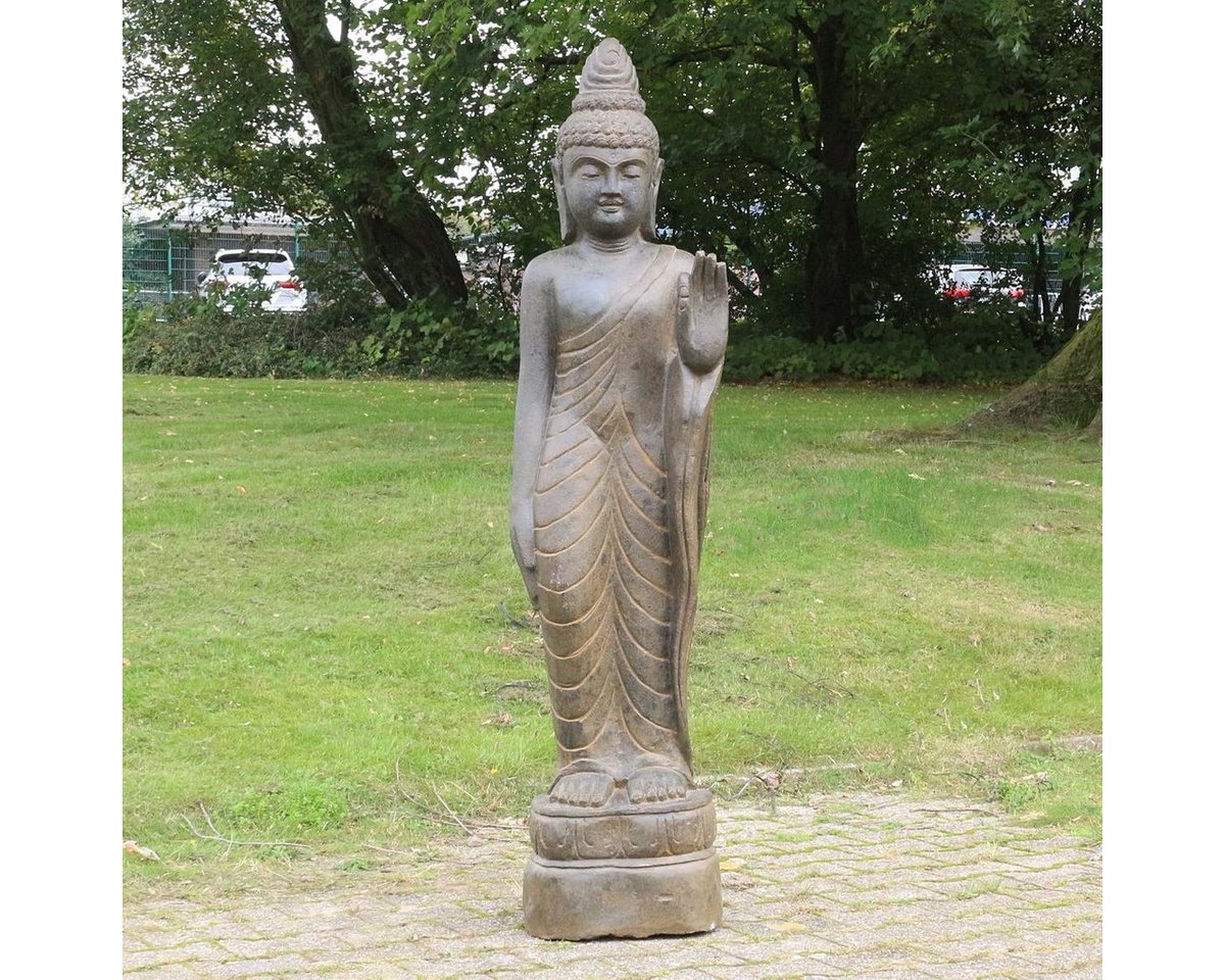 Oriental Galerie Dekofigur Buddha Figur stehend Steinfigur Greenstone Antik Hand up 175 cm (1 St) von Oriental Galerie