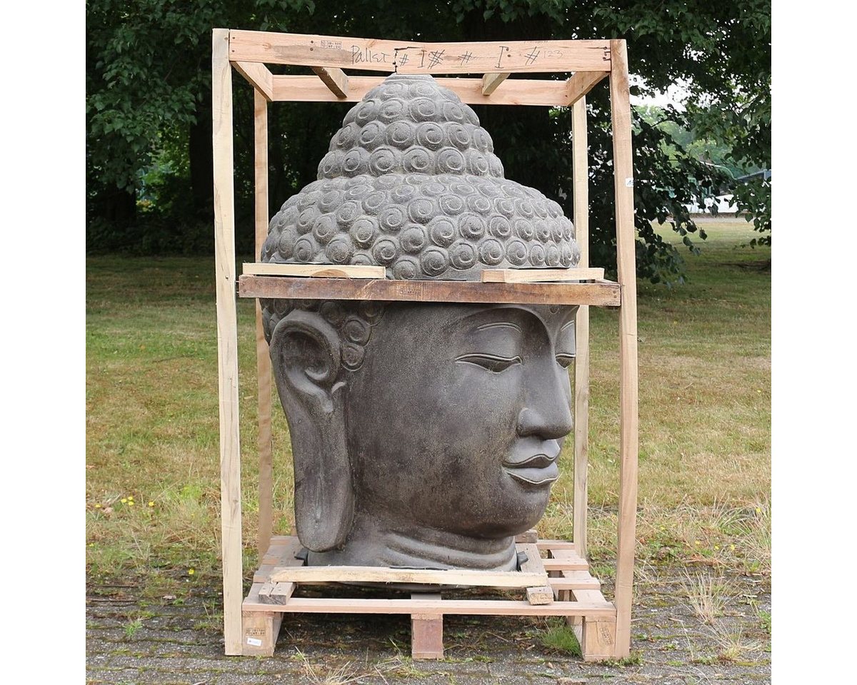 Oriental Galerie Dekofigur Buddha Kopf Figur Gartenfigur aus Lavastein 120 cm (1 St), Frostsicher für Innen und Außen von Oriental Galerie