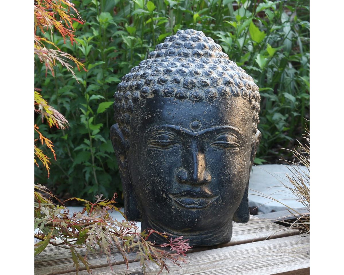 Oriental Galerie Dekofigur Buddha Kopf Gartenfigur aus Lavastein 33 cm (1 St) von Oriental Galerie