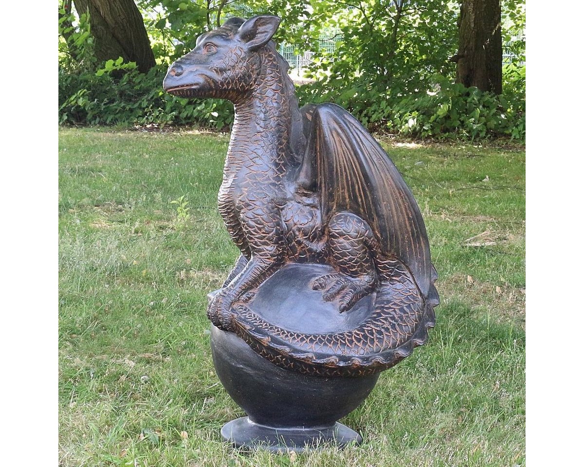 Oriental Galerie Dekofigur Drache Drachen Garten Steinfigur Antik Finish 85 cm (1 St) von Oriental Galerie