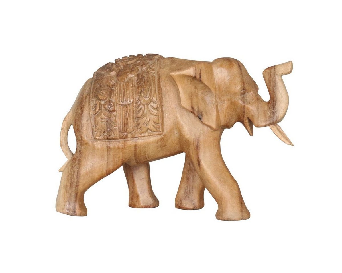 Oriental Galerie Dekofigur Elefant Skulptur mit aufwendiger Schnitzerei Natur 15 cm (1 St) von Oriental Galerie