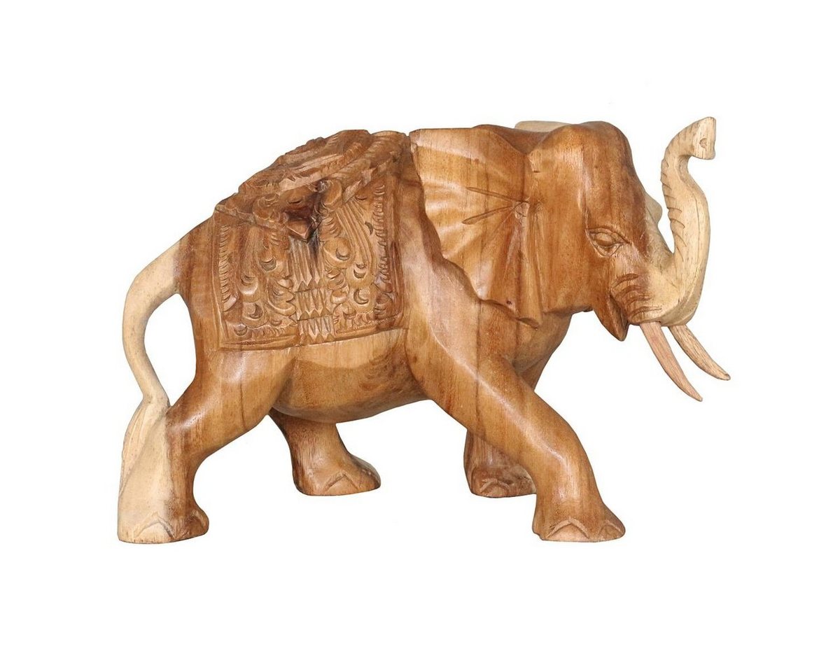 Oriental Galerie Dekofigur Elefant Skulptur mit aufwendiger Schnitzerei Natur 20 cm (1 St) von Oriental Galerie