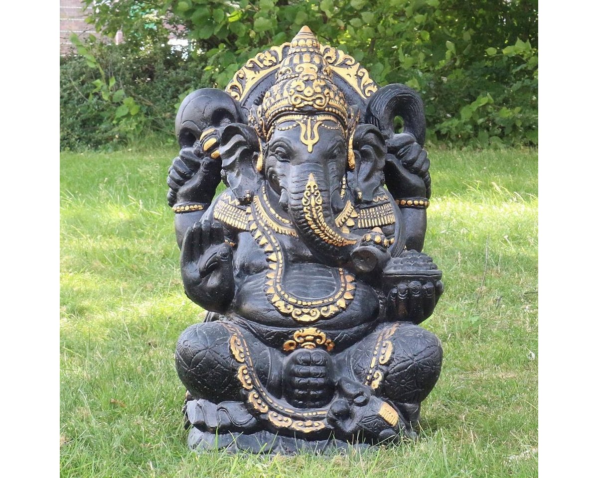 Oriental Galerie Dekofigur Ganesha Figur Beton Antik Finish mit Gold 80 cm (1 St) von Oriental Galerie