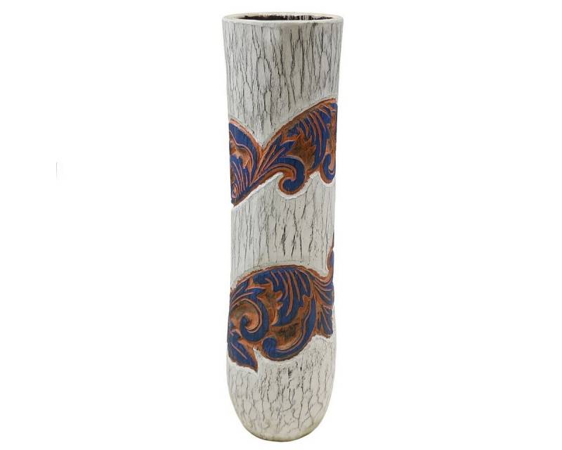 Oriental Galerie Dekofigur Holz Vase Blumenkübel mit Schnitzerei 100 x 26 cm Nr.5 (1 St) von Oriental Galerie