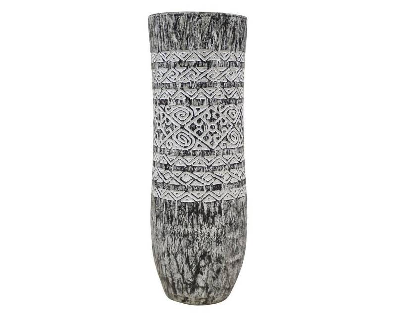 Oriental Galerie Dekofigur Holz Vase Blumenkübel mit Schnitzerei 80 x 27 cm Nr.6 (1 St) von Oriental Galerie