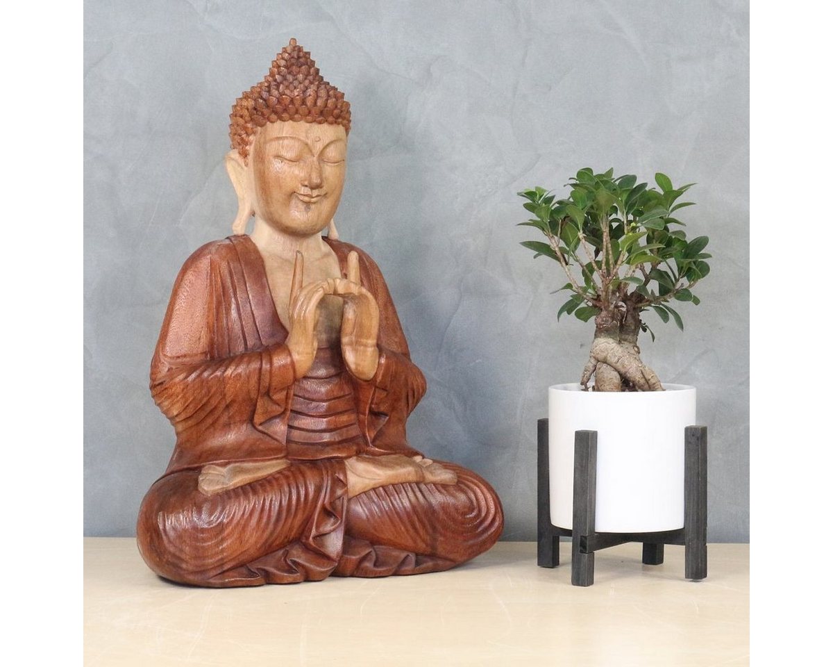 Oriental Galerie Dekofigur Holzfigur Sitzender Buddha Massiv B3 50 cm (1 St) von Oriental Galerie