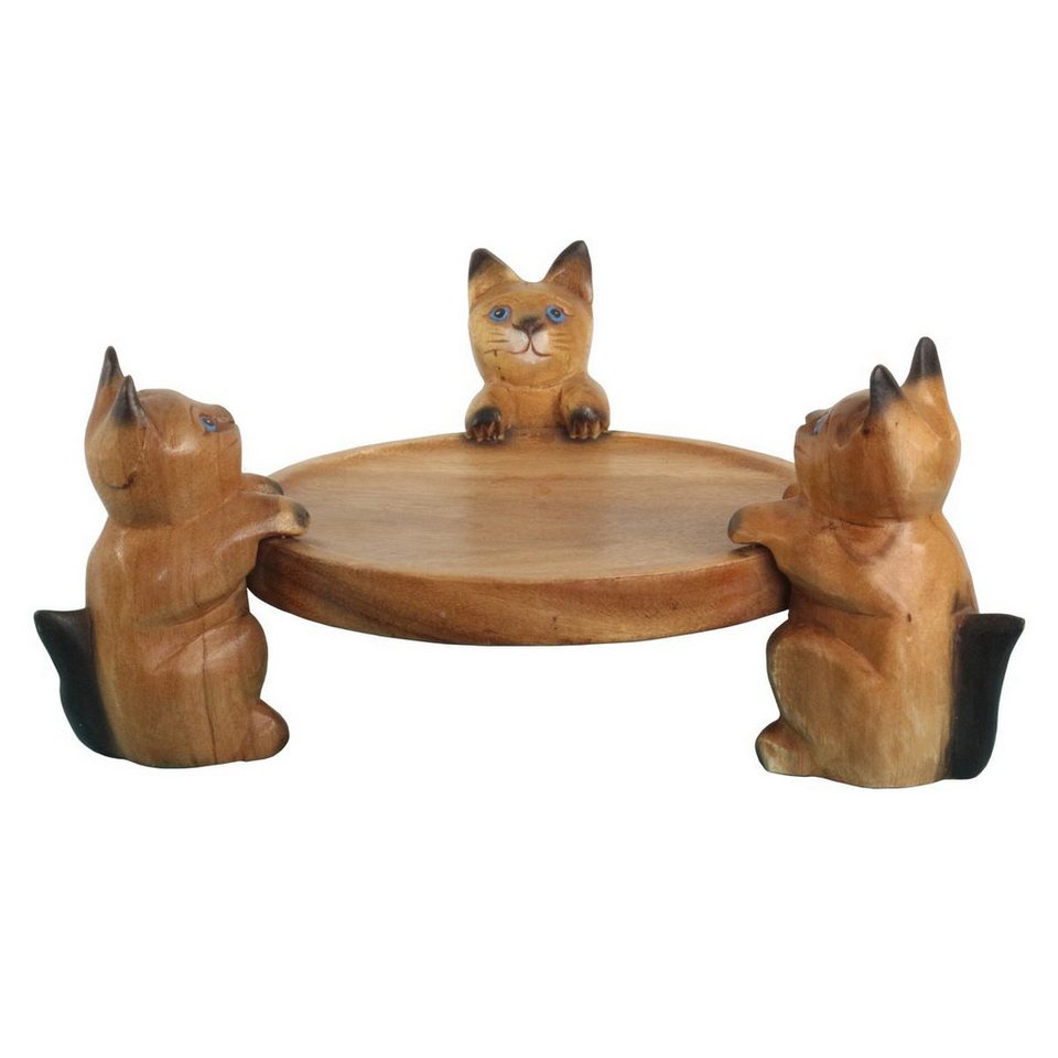 Oriental Galerie Dekotablett Teller Schale Deko mit 3 Katzen (1 St) von Oriental Galerie