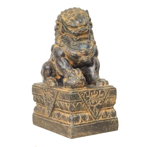 Oriental Galerie Einzelner Tempelwächter Löwe Shishi Fu Hunde Wächter Löwen Hund Skulptur Steinfigur Figur Links oder Rechts Antik GRC 45 cm von Oriental Galerie