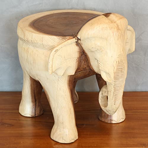 Oriental Galerie Hocker Rundhocker Holzhocker Elefanthocker Blumehocker Elefant ca. 38 cm hoch Holz Limboholz Natur Groß von Oriental Galerie