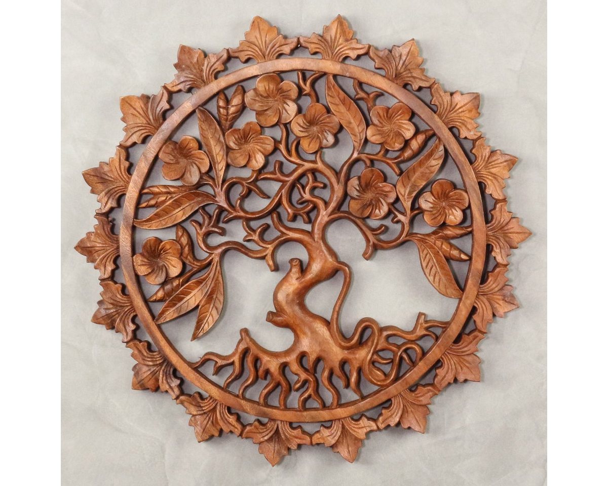 Oriental Galerie Holzbild Mandala Lebensbaum Wandbild Holz 50 cm, Lebensbaum (1 St), zum aufhängen, Holz von Oriental Galerie