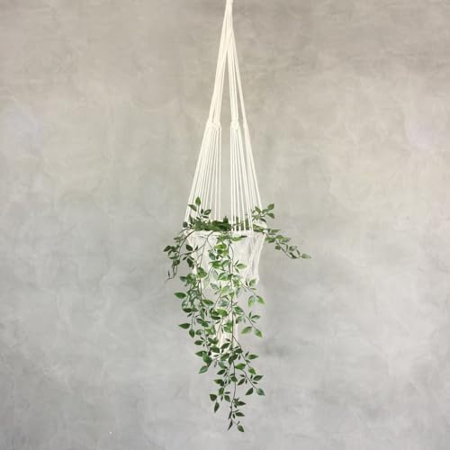 Oriental Galerie Makramee hängende Blumenampel Topfhalter Boho Deko für Innen und Außen Gewebter Blumentopf Weiß Halterung einfach 95 cm von Oriental Galerie