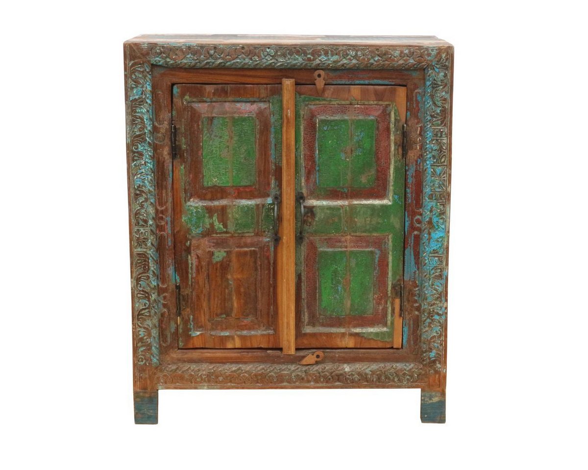 Oriental Galerie Mehrzweckschrank Indischer Schrank Antik 90cm Massivholz, Echtholz Wohnzimmerschrank, Schlafzimmer von Oriental Galerie