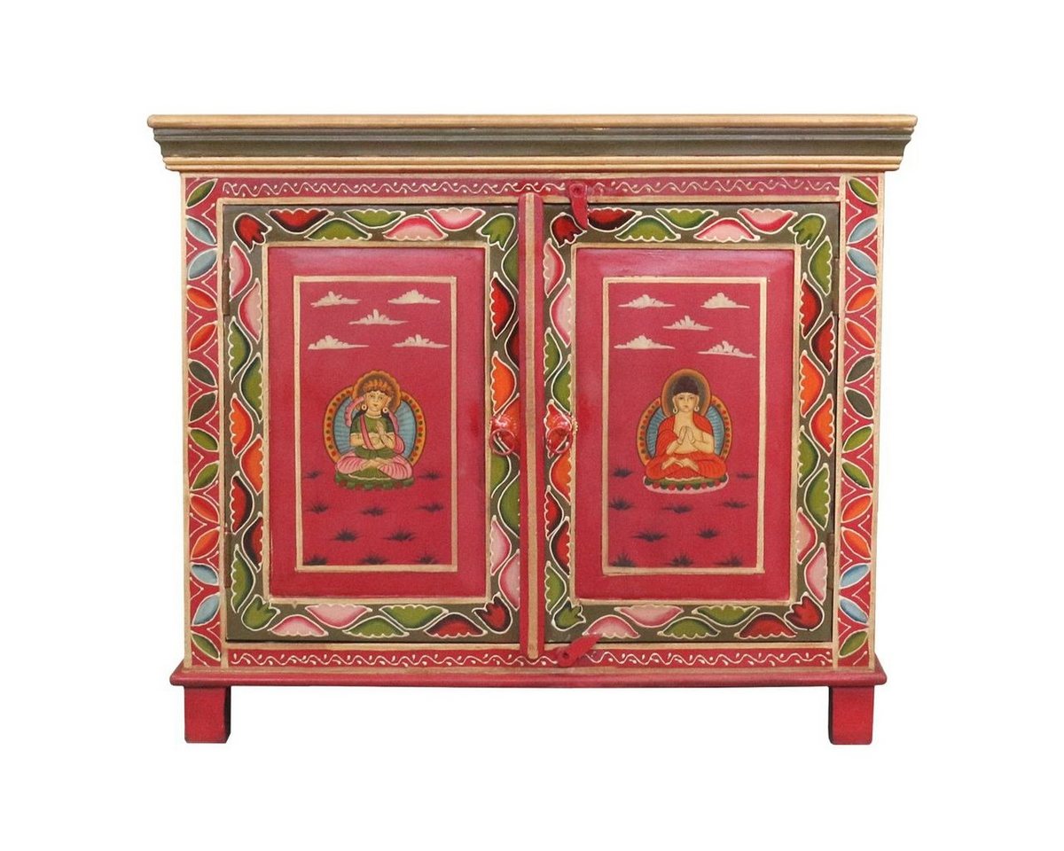 Oriental Galerie Mehrzweckschrank Tibet Wandschrank Kunzang Rot - Grün 76 cm von Oriental Galerie