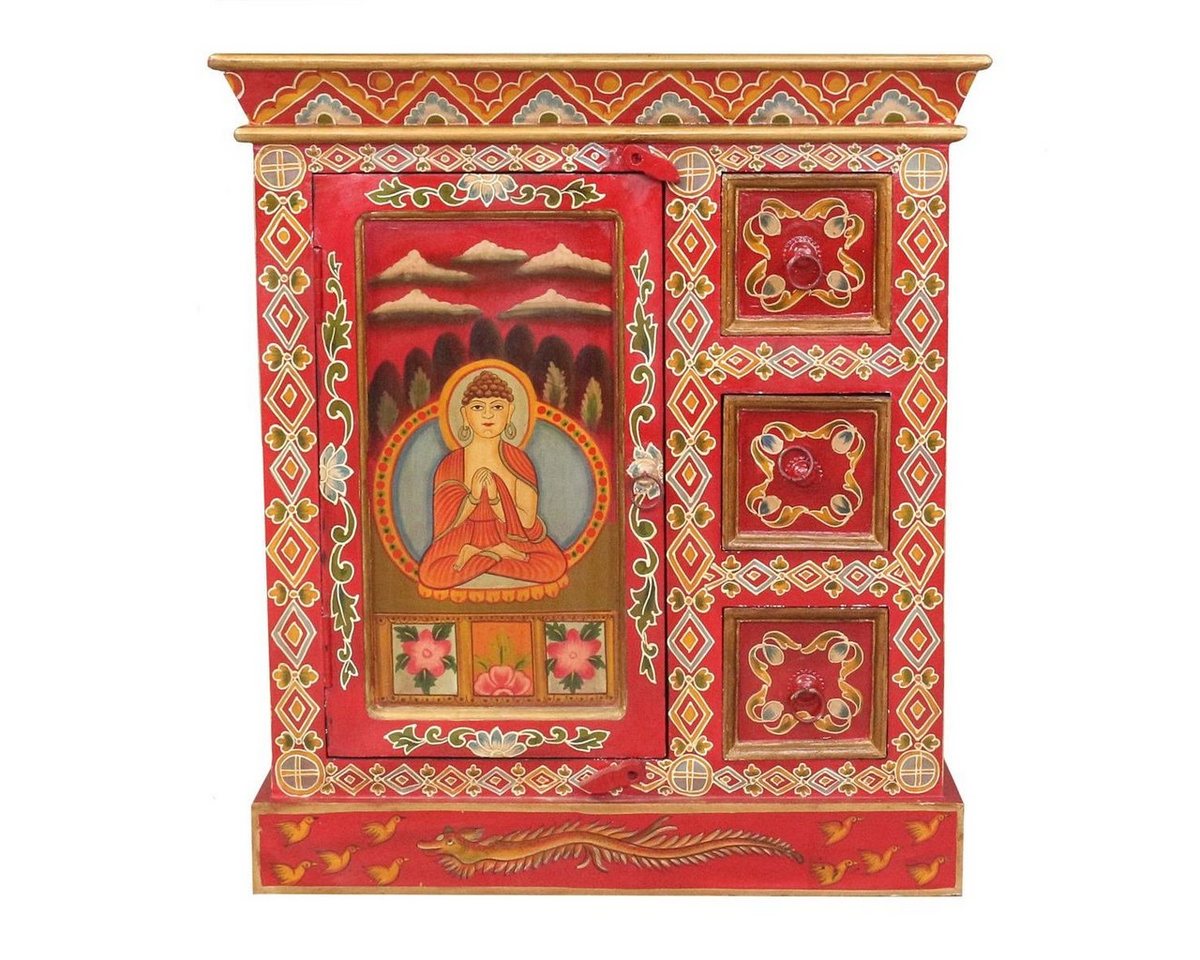 Oriental Galerie Mehrzweckschrank Tibet Wandschrank Norbu Rot 76 cm von Oriental Galerie