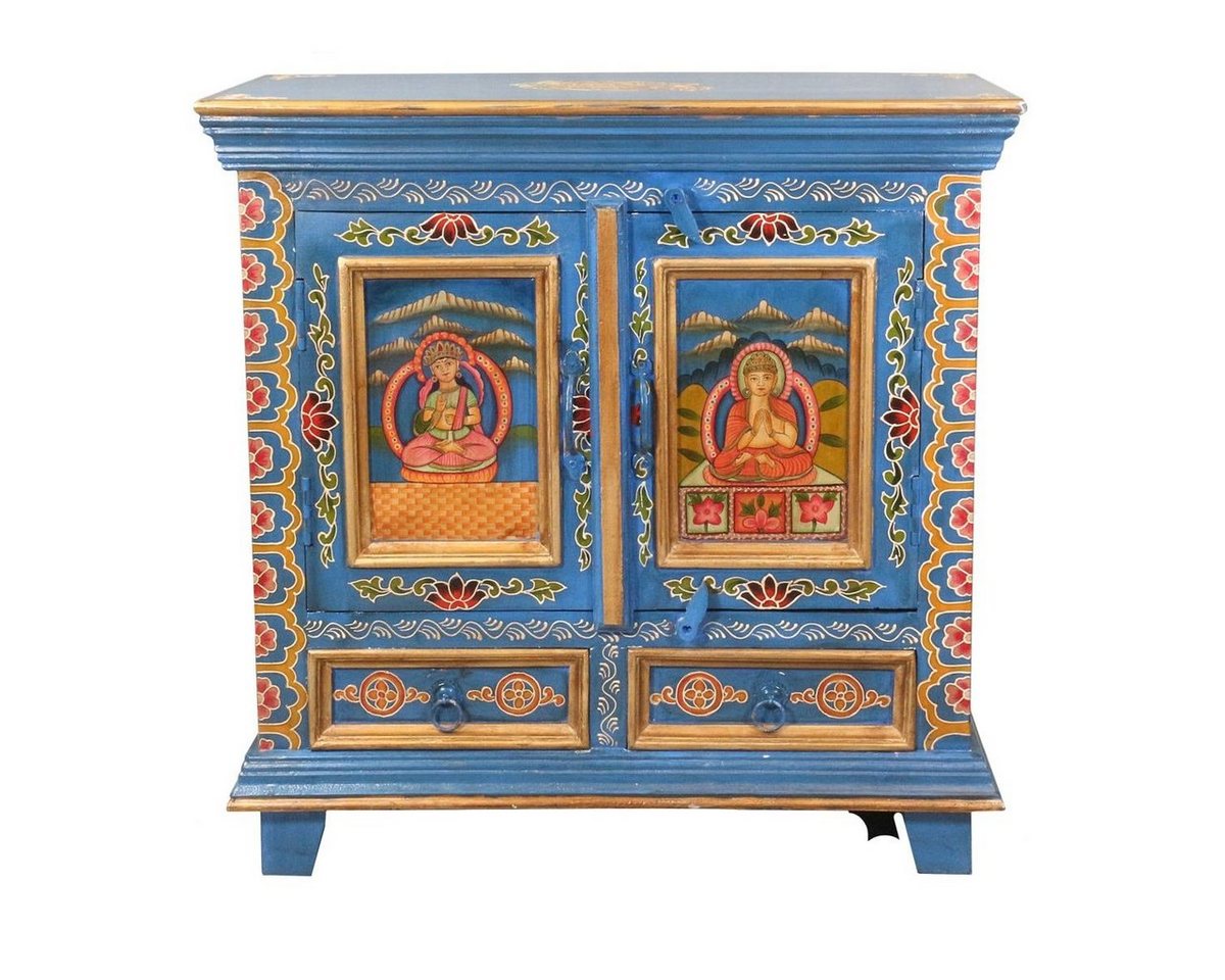 Oriental Galerie Mehrzweckschrank Tibet Wandschrank Rabten Blau 77 cm von Oriental Galerie