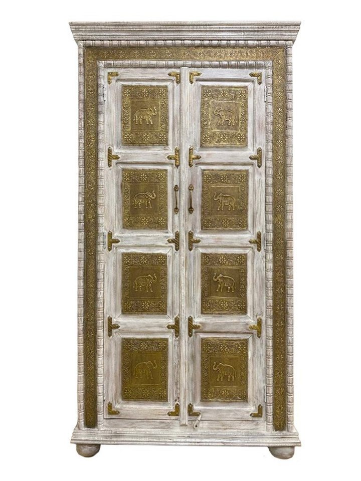 Oriental Galerie Mehrzweckschrank Weiß Gold Schrank Vanita Indien 180 cm von Oriental Galerie