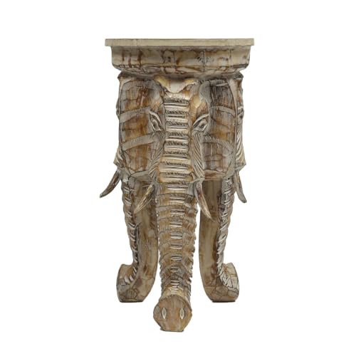 Oriental Galerie Rundhocker Holzhocker Elefanthocker Blumehocker Whitewash Elefant Hocker ca 60cm hoch 32cm Durchmesser Holz Natur von Oriental Galerie