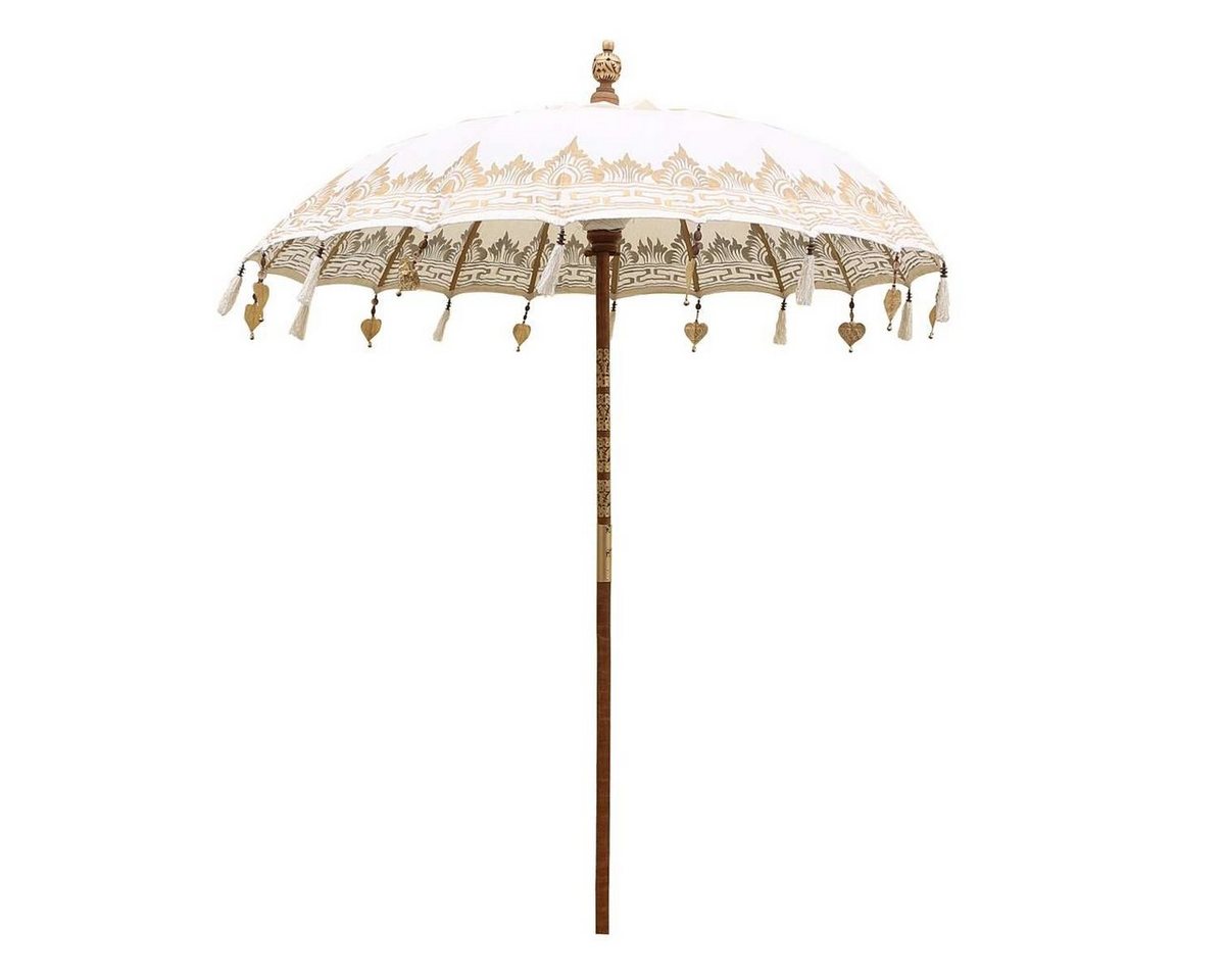 Oriental Galerie Sonnenschirm Balkon Bali-Sonnenschirm 130 Ø cm Weiß Gold von Oriental Galerie