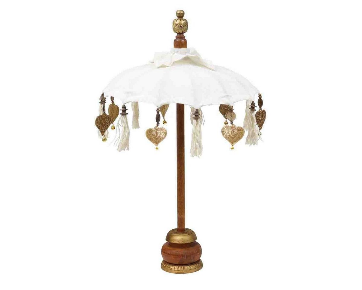 Oriental Galerie Sonnenschirm Kleiner Tischschirm aus Indonesien Weiß von Oriental Galerie