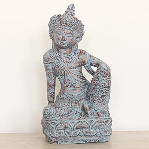 Oriental Galerie Sri Dewi Skulptur Stein Lavasand Indonesien Bali Gott Hinduismus Steinfigur Stein Figur Frostfest für innen oder außen sitzend 40 cm von Oriental Galerie