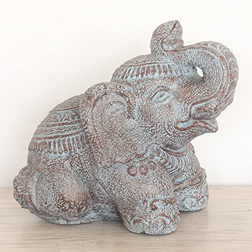 Oriental Galerie Steinfigur Elefant Elefantenfigur Garten Stein Figur Gartendeko Deko Steindeko Massiv 33 cm von Oriental Galerie