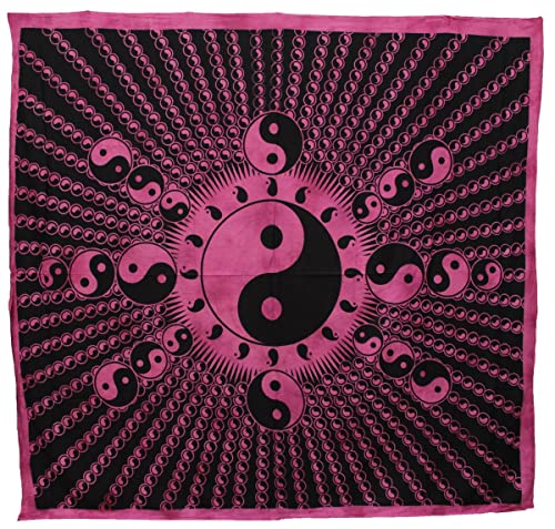 Oriental Galerie Tagesdecke Yin Yang Bettüberwurf Laken Überwurf Wandbehang Wandtuch Baumwolltuch Stranddecke Picknickdecke Goa Tuch Indien 210x230 cm Baumwolle Pink Nr. 409 von Oriental Galerie