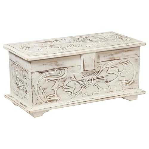 Oriental Galerie Truhe Holzkiste Holztruhe Schatztruhe Kiste Box Palmenholz Holzbox Blumen Schnitzereien Shabby Used Look Weiß Klein 40 cm Oriental Galerie Truhe Holzkiste Holztruhe Schatztruhe Kiste Box Palmenholz Holzbox Blumen Schnitzereien Shabby Used Look Weiß Klein 40 cm von Oriental Galerie