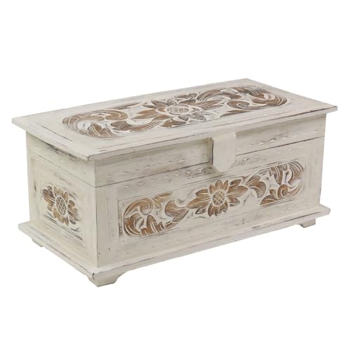 Oriental Galerie Truhe Holzkiste Holztruhe Schatztruhe Kiste Box Palmenholz Holzbox Blumen Schnitzereien Shabby Used Look Weiß Mittel 50 cm Design 2 Oriental Galerie Truhe Holzkiste Holztruhe Schatztruhe Kiste Box Palmenholz Holzbox Blumen Schnitzereien Shabby Used Look Weiß Mittel 50 cm Design 2 von Oriental Galerie