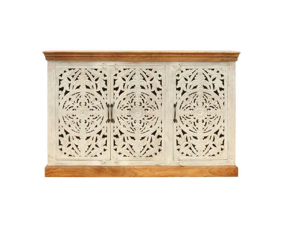 Oriental Galerie Unterschrank Indien Sideboard Jeevan Braun Weiß 140 cm Anrichte Esszimmer, Kommode Flur, Schuhschrank von Oriental Galerie