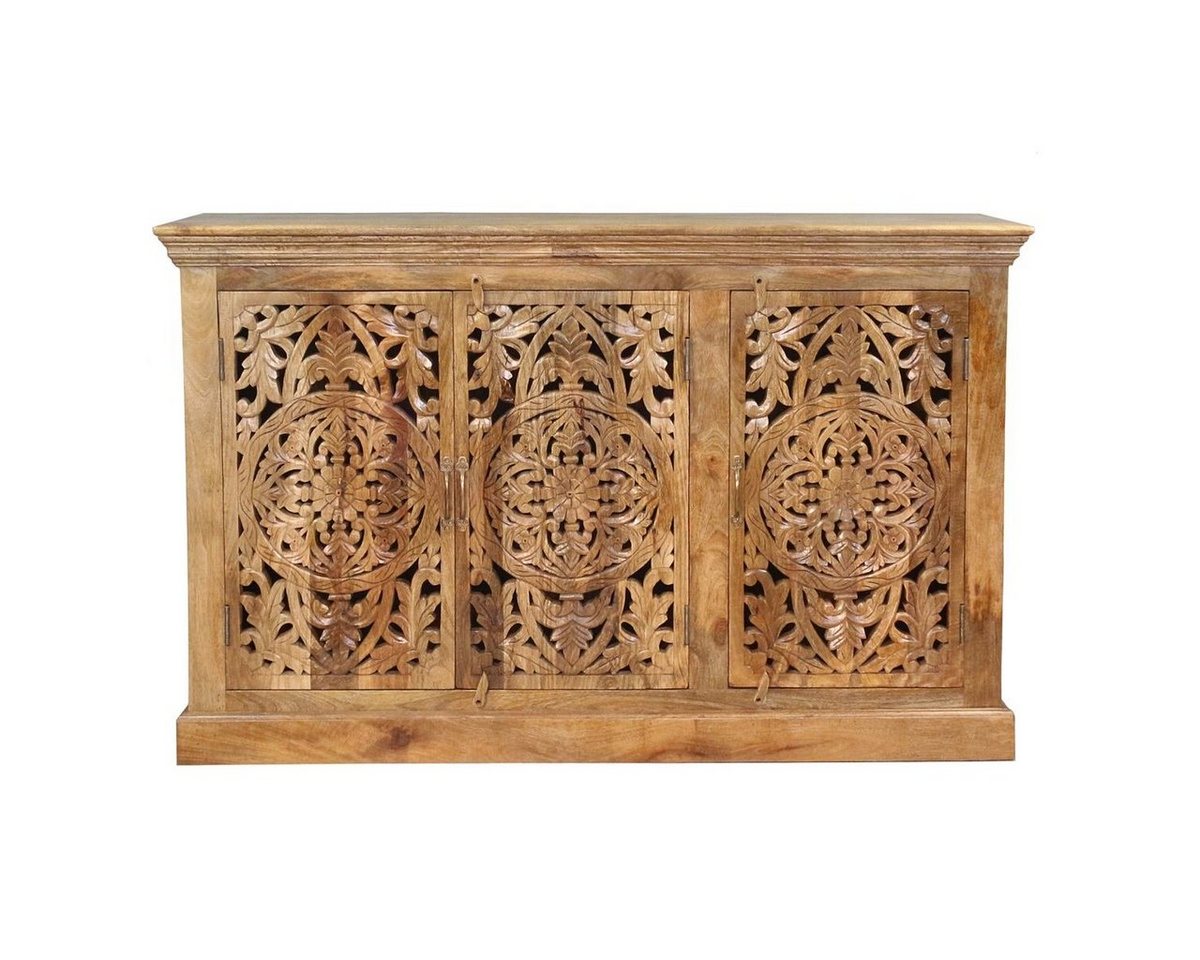 Oriental Galerie Unterschrank Indien Sideboard Jeevan Natur 140 cm Anrichte Esszimmer, Kommode Flur, Schuhschrank, Holzkommode massiv von Oriental Galerie