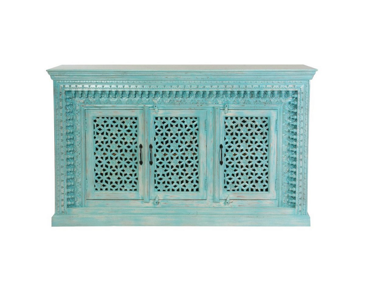 Oriental Galerie Unterschrank Indien Sideboard Santosh Türkis 165 cm Anrichte Esszimmer, Kommode Flur, Schuhschrank von Oriental Galerie