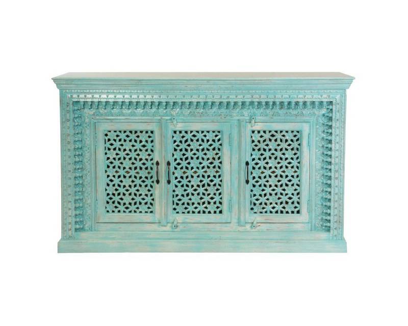 Oriental Galerie Unterschrank Indien Sideboard Santosh Türkis 165 cm Anrichte Esszimmer, Kommode Flur, Schuhschrank von Oriental Galerie