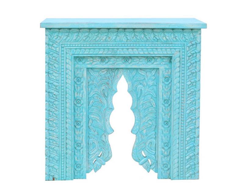 Oriental Galerie Unterschrank Türkiser Holz Konsolentisch Sideboard Türkis Indien 80 cm von Oriental Galerie