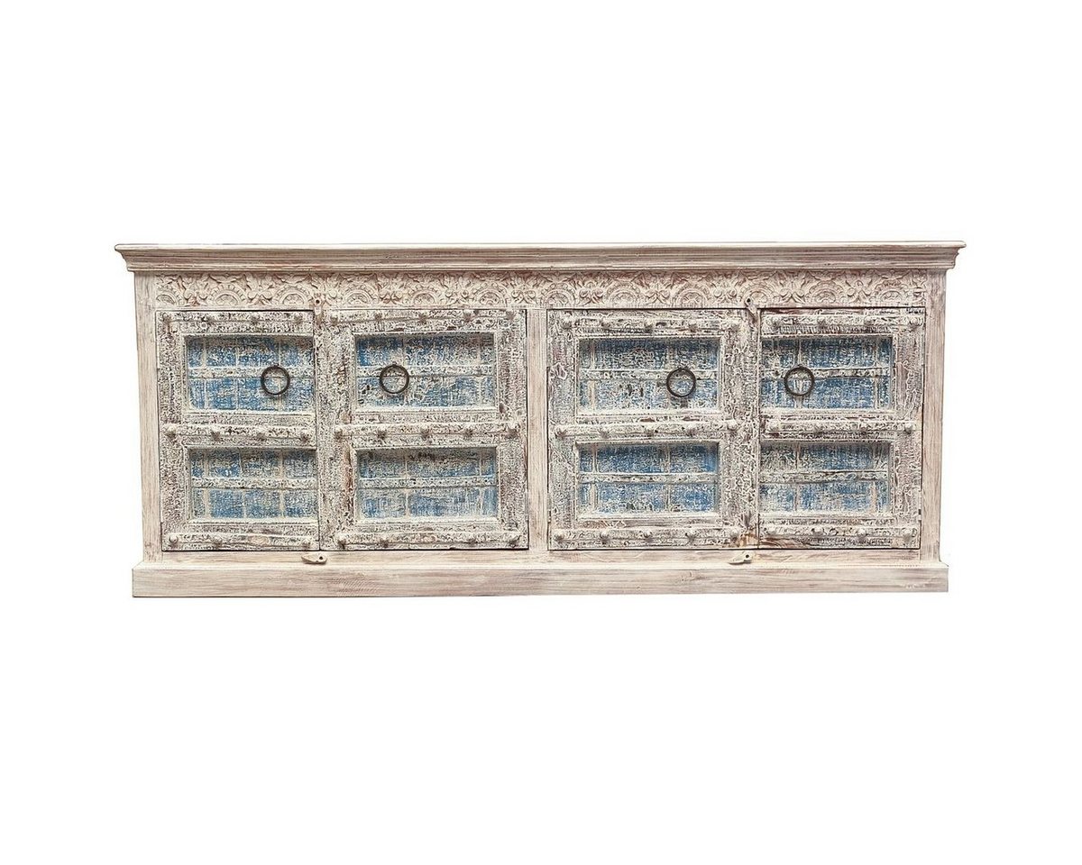 Oriental Galerie Unterschrank Weiß Blauwash Sideboard Tejas Indien 222 cm von Oriental Galerie