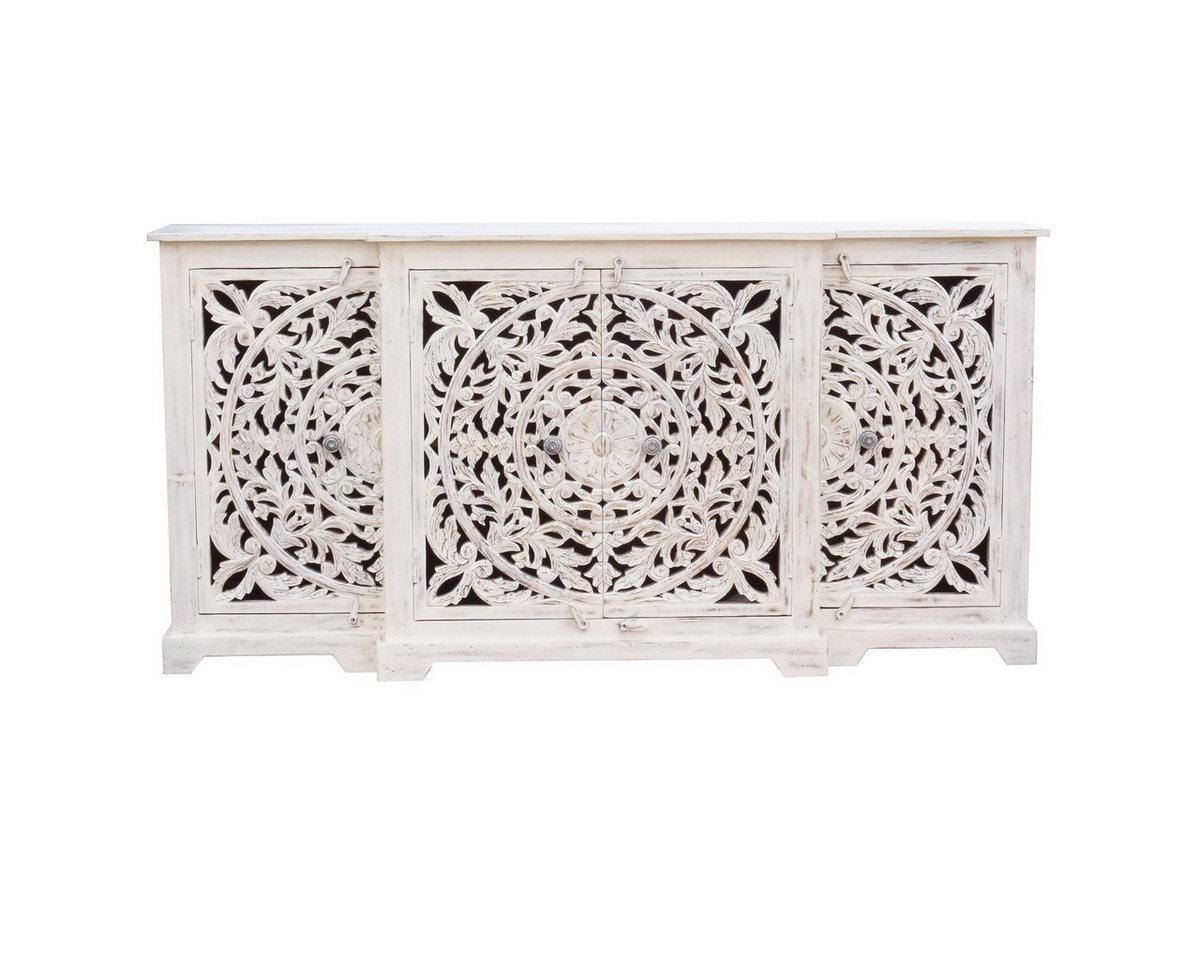 Oriental Galerie Unterschrank Weiß Whitewash Sideboard Mira Weiß 180 cm von Oriental Galerie