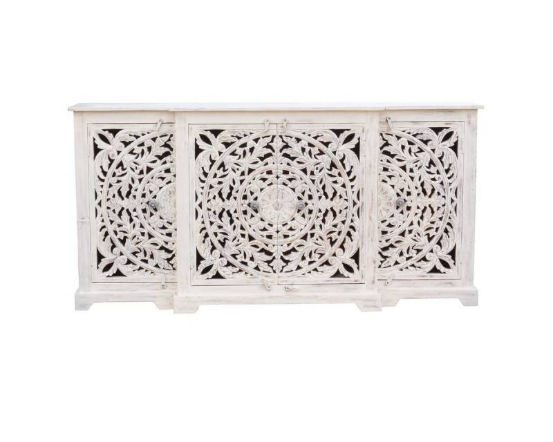 Oriental Galerie Unterschrank Weiß Whitewash Sideboard Mira Weiß 180 cm von Oriental Galerie