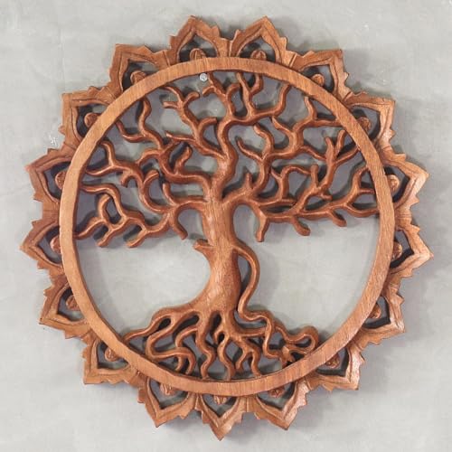 Oriental Galerie Wandbild Wanddeko Rund Mandala Relief Baum Symbol Mythologie Deko Soar Holz Lebensbaum 30 cm von Oriental Galerie