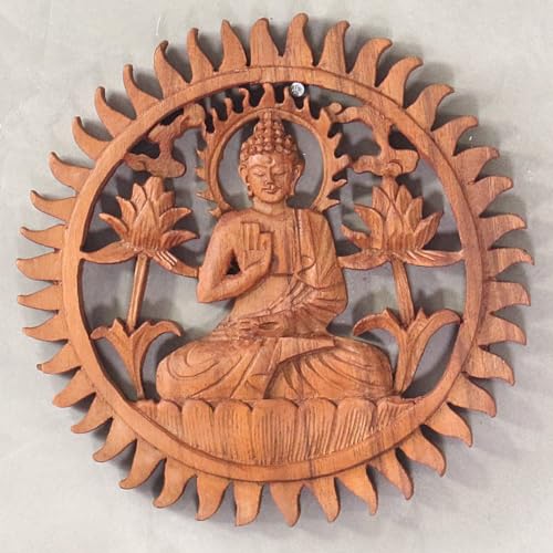 Oriental Galerie Wandbild Wanddeko Rund Mandala Relief Buddha Symbol Mythologie Deko Soar Holz Buddha 20 cm von Oriental Galerie