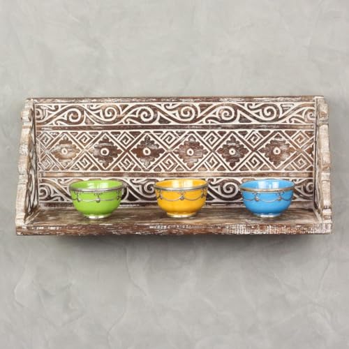 Oriental Galerie Wandregal Wandbrett Küchenregal Hängeregal Vintage Landhaus Shabby Chic Regal Panel beidseitig verwendbar 60 cm breit braun von Oriental Galerie