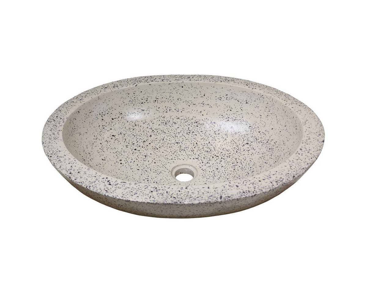 Oriental Galerie Waschbecken Waschbecken Terrazzo Hellgrau Oval 60 cm T2 (1-St) von Oriental Galerie