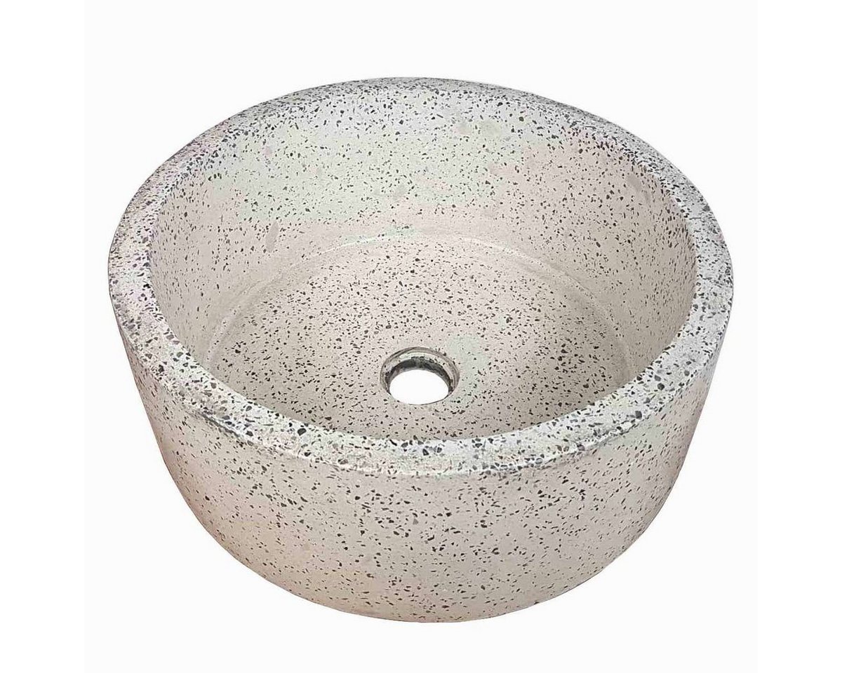 Oriental Galerie Waschbecken Waschbecken Terrazzo Hellgrau Rund 40 cm (1-St) von Oriental Galerie