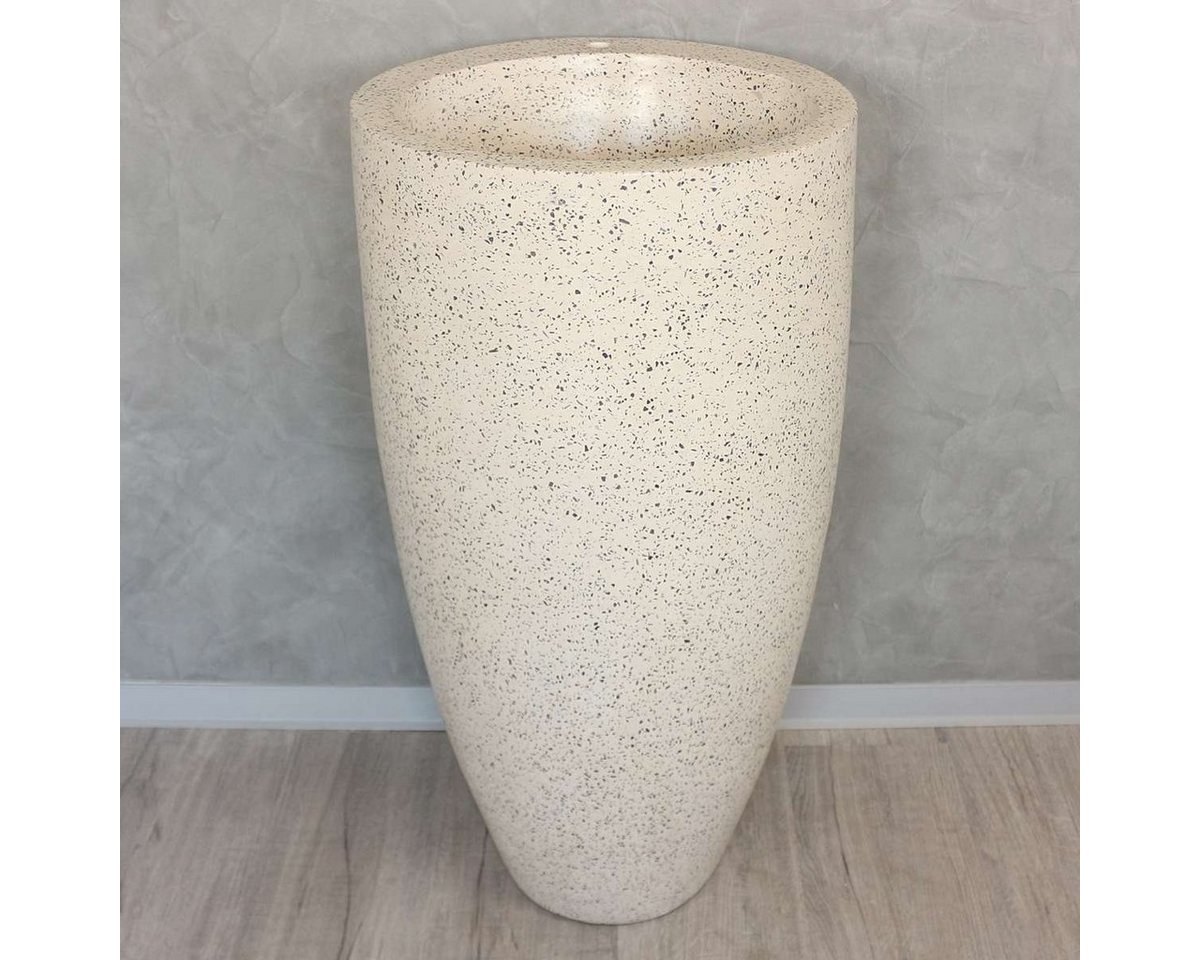 Oriental Galerie Waschtisch Standwaschbecken Terrazzo Hellgrau Bauchige Form 90 cm (1-St) von Oriental Galerie